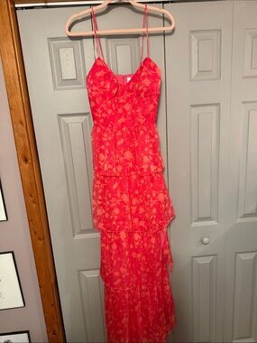 Amanda Uprichard Coral Pink Floral Maxi Dress